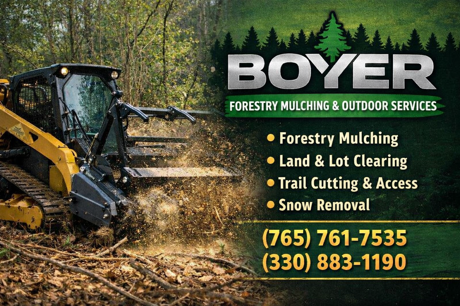 Boyer Forestry Mulching & Outdoor Services equipment in action - Bobcat clearing land